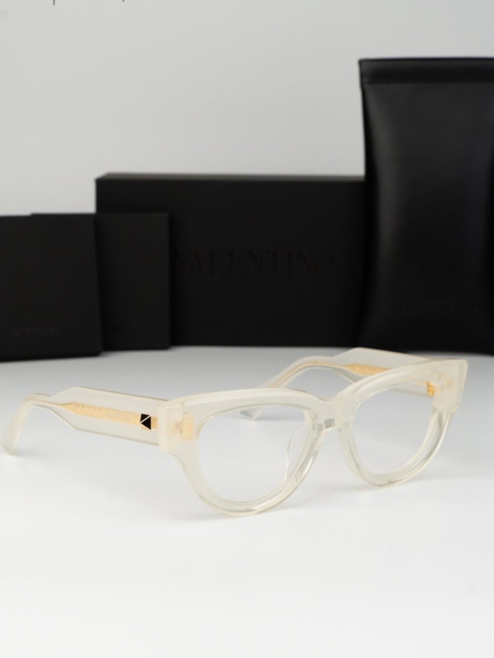 Valentino Women Eyeglasses Crystal Ivory Cat Eye V-ESSENTIAL-III VLX-125 C NEW